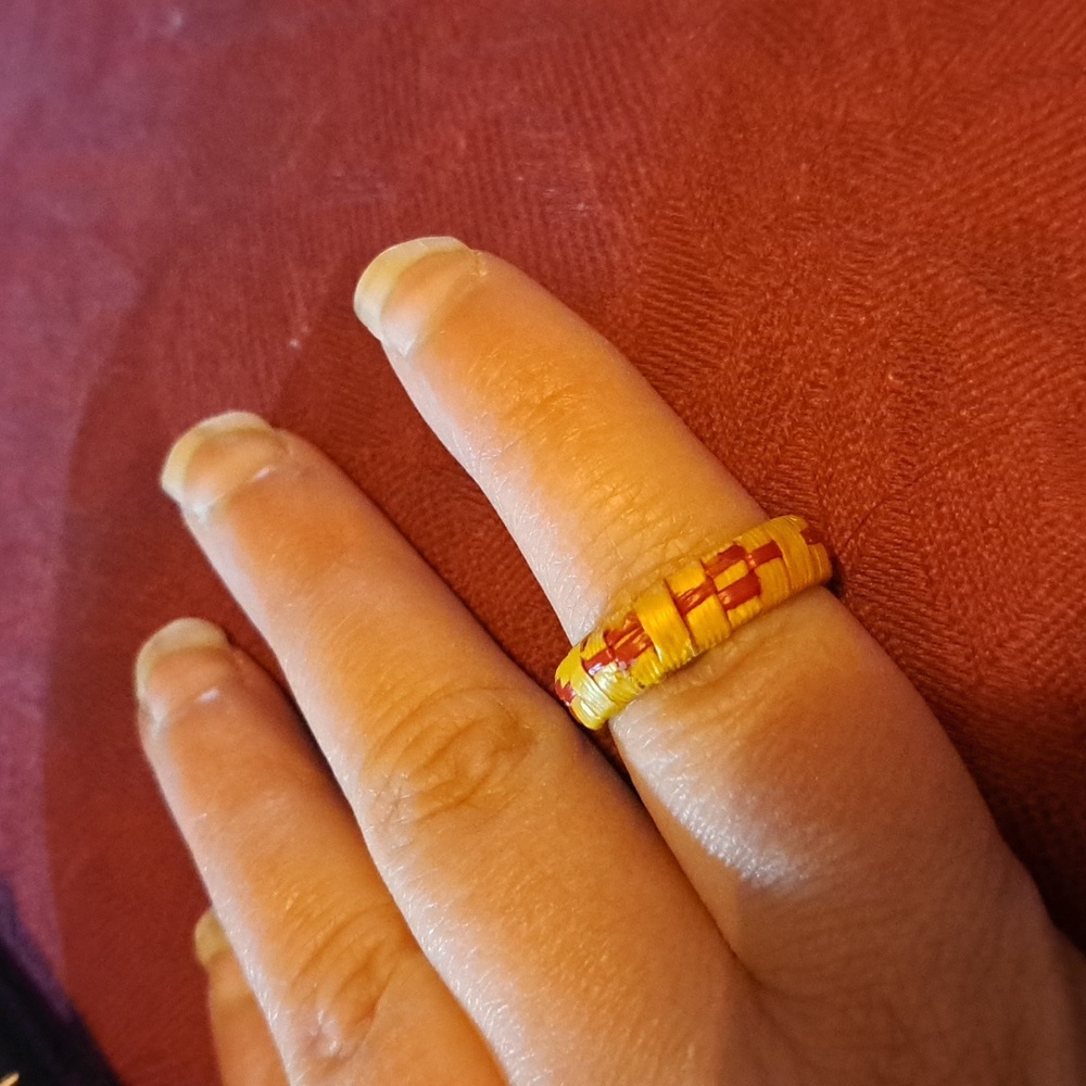 Yellow and Pink woven ring size 7.5 like new